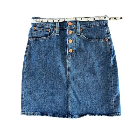 J Crew Button Front Denim Skirt Blue High Waist 25 AW324 Spring‎ 21 - Picture 9 of 11